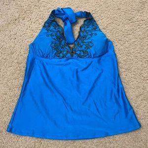 BECCA Teal/Aqua Halter Tankini Bikini Top 🏊‍♀️